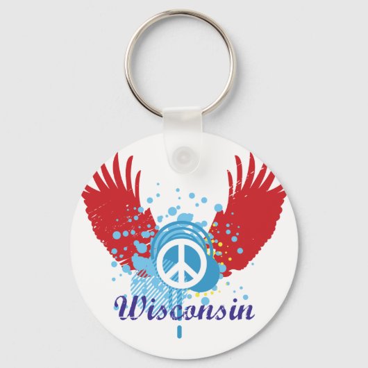 Wisconsin Peace Sign Sleutelhanger (Voorkant)