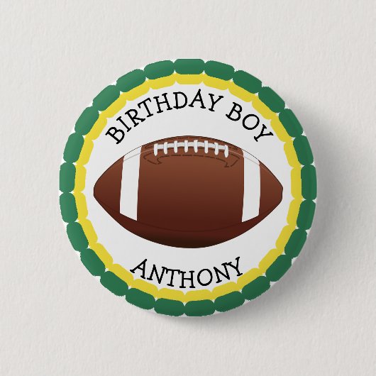 Wisconsin Personalize Birthday Boy Football Button (Voorkant)