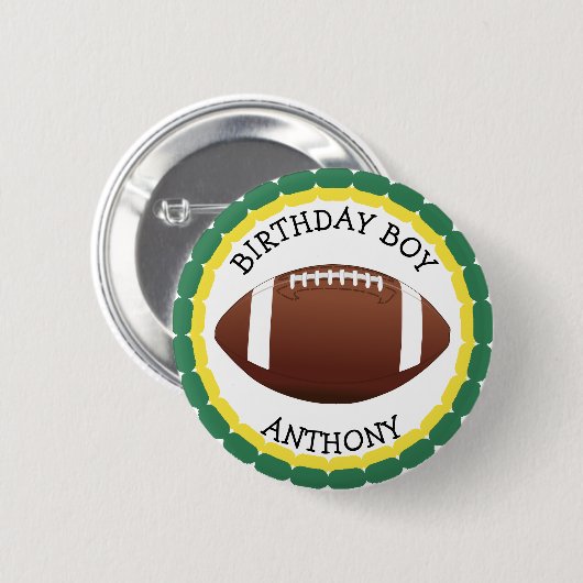 Wisconsin Personalize Birthday Boy Football Button (Voorkant /achterkant)