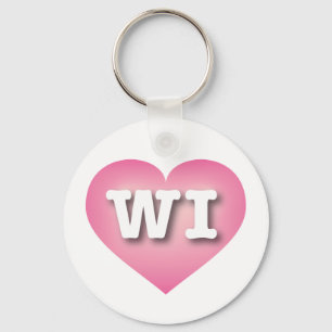 Wisconsin Pink Fade Heart - Ik hou van WI Sleutelhanger