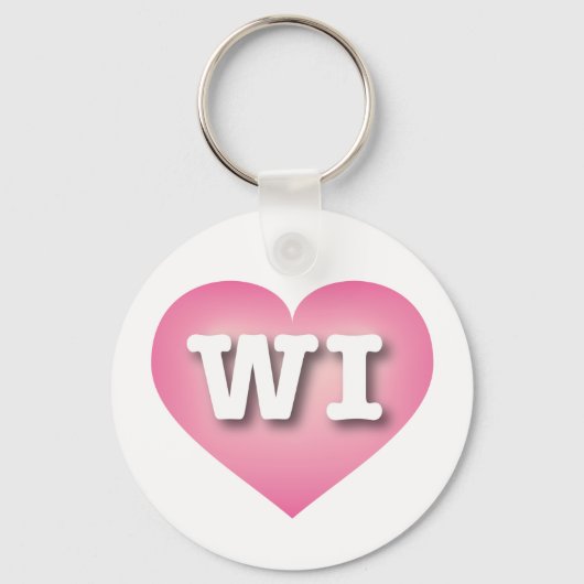 Wisconsin Pink Fade Heart - Ik hou van WI Sleutelhanger (Voorkant)
