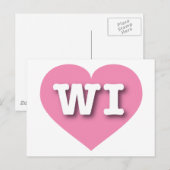 Wisconsin Pink Heart - Ik hou van WI Briefkaart (Voorkant / Achterkant)