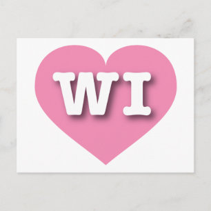 Wisconsin Pink Heart - Ik hou van WI Briefkaart