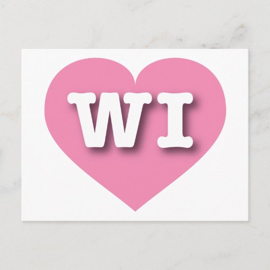 Wisconsin Pink Heart - Ik hou van WI Briefkaart (Voorkant)