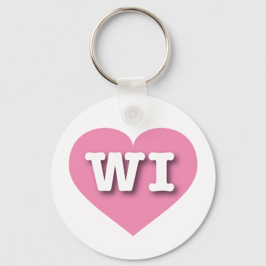 Wisconsin Pink Heart - Ik hou van WI Sleutelhanger (Voorkant)