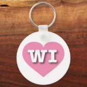 Wisconsin Pink Heart - Ik hou van WI Sleutelhanger (Voorkant)