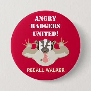 Wisconsin Politics_Angry Badgers United_Recall Ronde Button 7,6 Cm