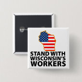 Wisconsin-protesten Vierkante Button 5,1 Cm (Voorkant /achterkant)
