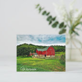 Wisconsin Red Barn Boerderij Schilderachtig Uitzic Briefkaart (Staand voorkant)