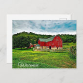 Wisconsin Red Barn Boerderij Schilderachtig Uitzic Briefkaart (Voorkant / Achterkant)