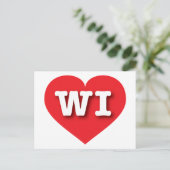 Wisconsin Red Heart - Ik hou van WI Briefkaart (Staand voorkant)