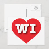 Wisconsin Red Heart - Ik hou van WI Briefkaart (Voorkant / Achterkant)