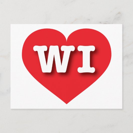 Wisconsin Red Heart - Ik hou van WI Briefkaart (Voorkant)