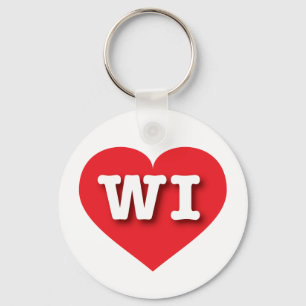 Wisconsin Red Heart - Ik hou van WI Sleutelhanger