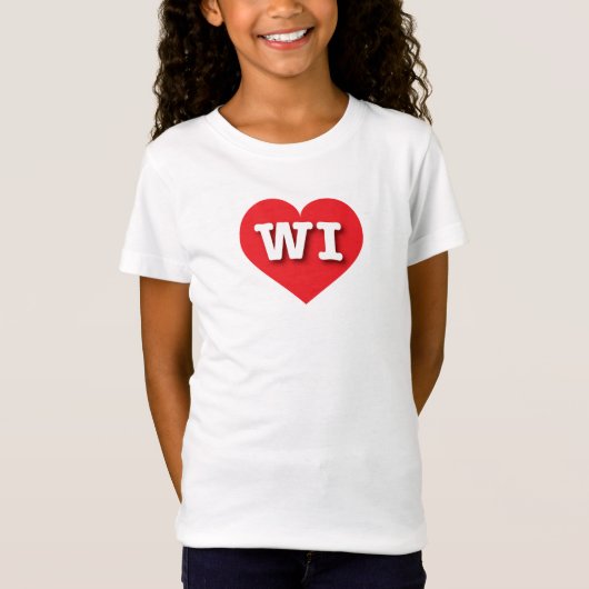 Wisconsin Red Heart - Ik hou van WI T-shirt (Voorkant)