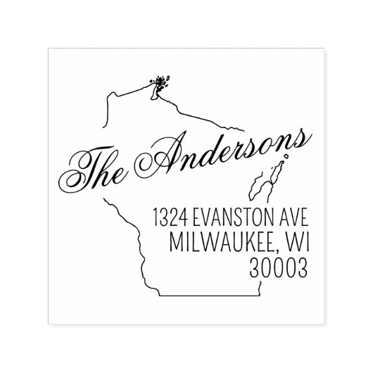 Wisconsin retouradres Zelfinking Rubberstempel Zelfinktende Stempel (Design)
