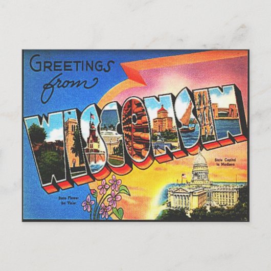  Wisconsin Revel Retro Vacation Greetings Briefkaart (Voorkant)