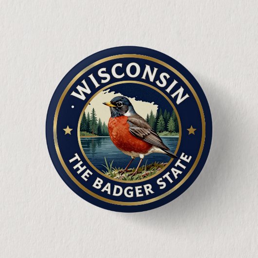 🐦 Wisconsin Robin Das Erbe des Dasher Ronde Button 3,2 Cm (Voorkant)