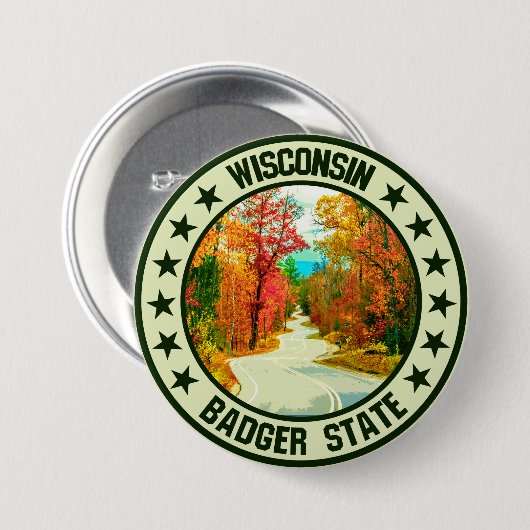 Wisconsin Ronde Button 7,6 Cm (Voorkant /achterkant)