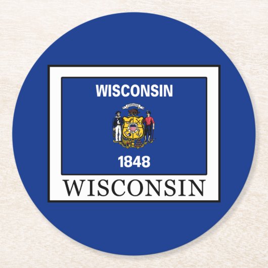 Wisconsin Ronde Kartonnen Onderzetter (Voorkant)