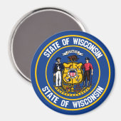 Wisconsin Round Emblem Magneet (Voorkant / Achterkant)