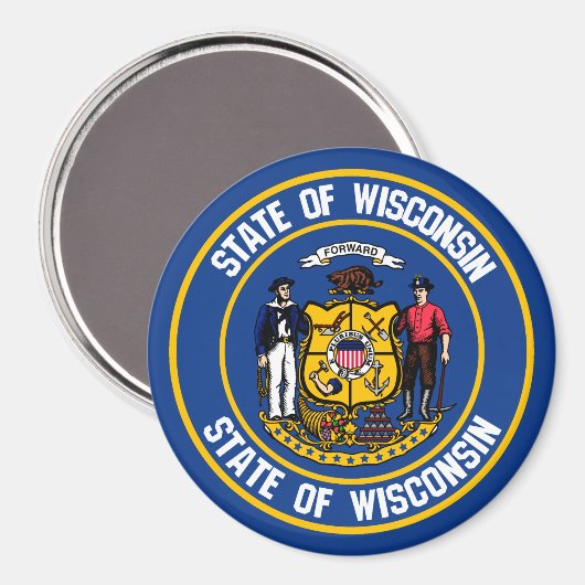 Wisconsin Round Emblem Magneet (Voorkant / Achterkant)