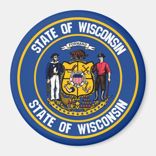 Wisconsin Round Emblem Magneet (Voorkant)