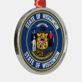 Wisconsin Round Emblem Metalen Ornament (Rechts)