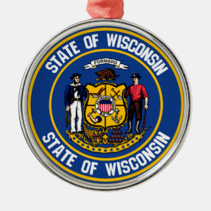 Wisconsin Round Emblem Metalen Ornament