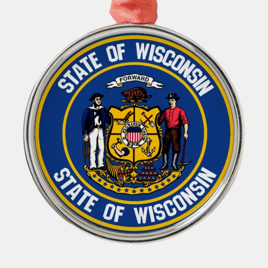 Wisconsin Round Emblem Metalen Ornament (Voorkant)
