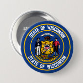 Wisconsin Round Emblem Ronde Button 7,6 Cm (Voorkant /achterkant)