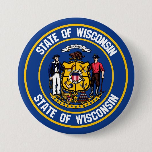 Wisconsin Round Emblem Ronde Button 7,6 Cm (Voorkant)