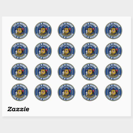 Wisconsin Round Emblem Ronde Sticker (Vel)