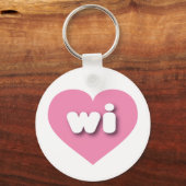 Wisconsin roze hart - Ik hou van wi Sleutelhanger (Voorkant)