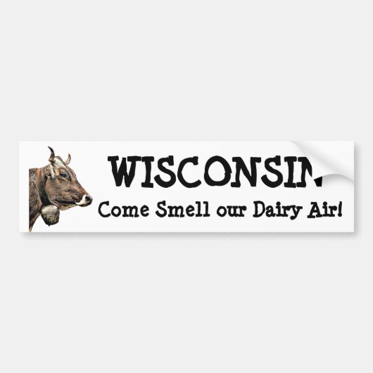 Wisconsin, Ruik ons Shirt van Dairy Air Humor Cow Bumpersticker (Voorkant)