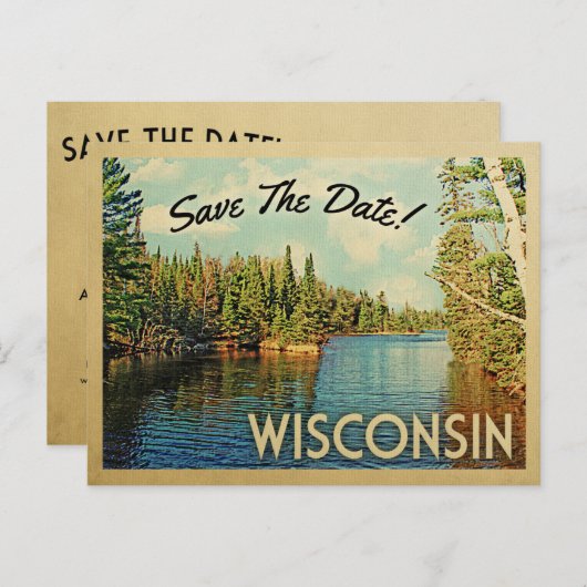 Wisconsin Save the Date Lake Briefkaarten (Voorkant / Achterkant)