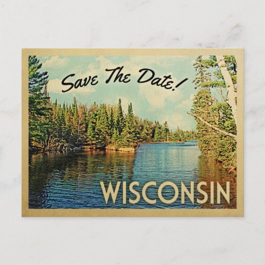 Wisconsin Save the Date Lake Briefkaarten (Voorkant)