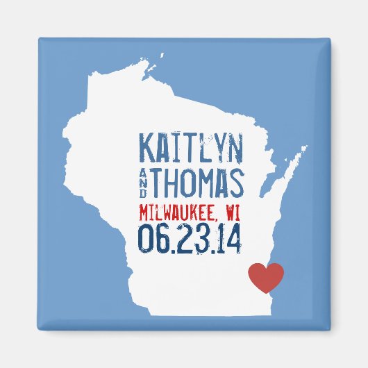 Wisconsin Save the Date - stad Magneet (Voorkant)