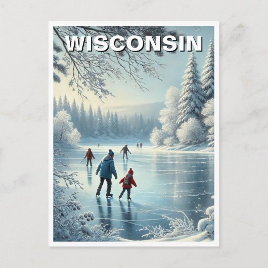 Wisconsin Schaatsen Briefkaart (Voorkant)