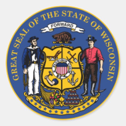 Wisconsin seal ronde sticker (Voorkant)