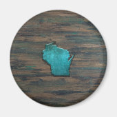 Wisconsin Shape Blauwgroen Magneet (Voorkant)