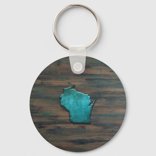 Wisconsin Shape Blauwgroen Sleutelhanger (Voorkant)