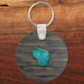 Wisconsin Shape Blauwgroen Sleutelhanger (Voorkant)