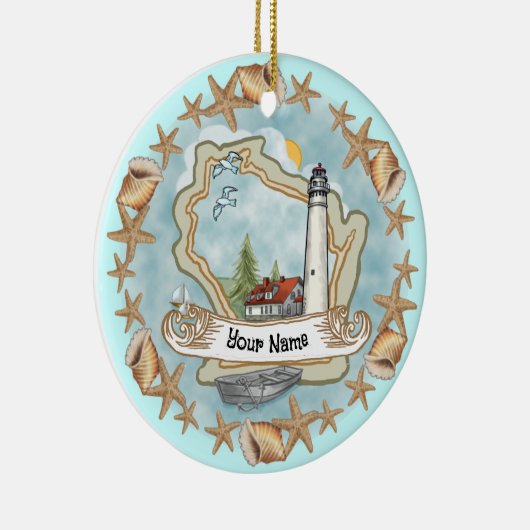 Wisconsin Shells Lighthouse Ornament (Rechts)