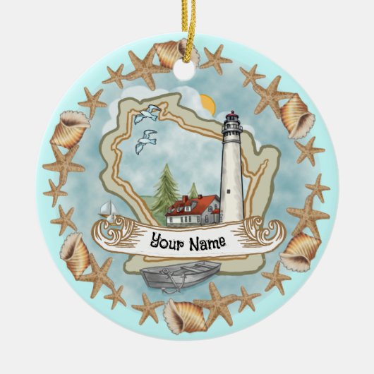 Wisconsin Shells Vuurtoren Ornament (Voorkant)