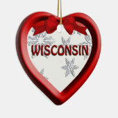 Wisconsin Snowflake Heart kerstversiering Keramisch Ornament (Rechts)