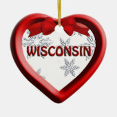 Wisconsin Snowflake Heart kerstversiering Keramisch Ornament (Voorkant)