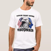 ✅ WISCONSIN staat & Amerikaanse vlag T-shirt (Voorkant)
