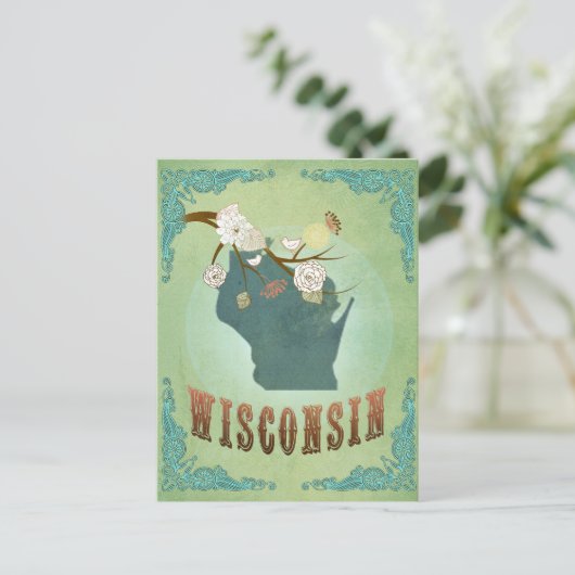 Wisconsin  staat kaart - groen (Staand voorkant)