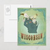 Wisconsin  staat kaart - groen (Voorkant / Achterkant)
